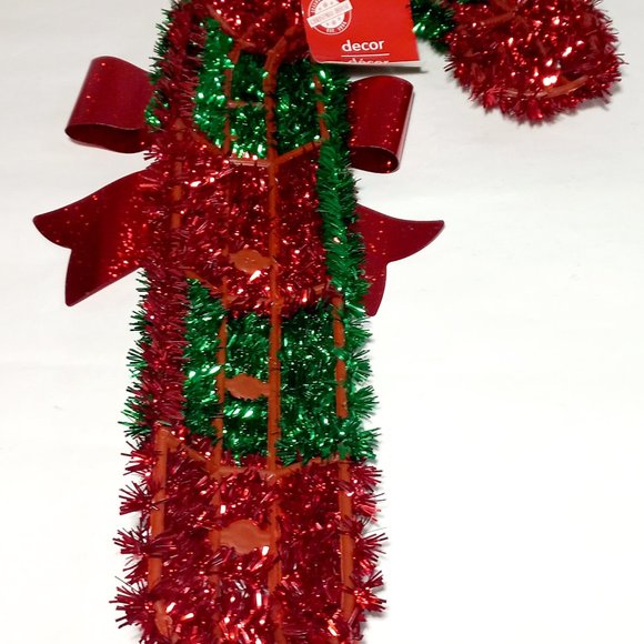 Christmas House Decor Christmas Candy Cane Wreath Hanger Tinsel Wall Hanging Dec - Picture 4 of 8